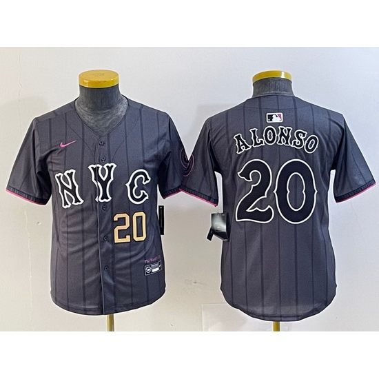 Youth New York Mets 20 Pete Alonso Graphite 2024 City Connect Limited Stitched Baseball Jersey Youth New York Mets 20 Pete Alonso Graphite 2024 City Connect Limited Stitched Baseball Jersey
