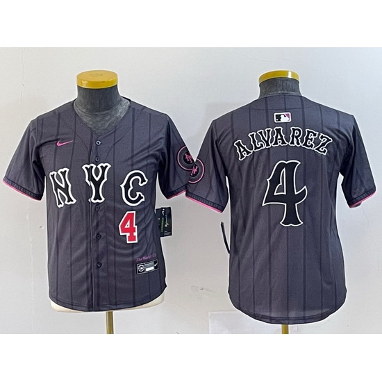 Youth New York Mets 4 Francisco Alvarez Graphite 2024 City Connect Limited Stitched Baseball Jersey 1 Youth New York Mets 4 Francisco Alvarez Graphite 2024 City Connect Limited Stitched Baseball Jersey 1
