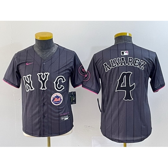 Youth New York Mets 4 Francisco Alvarez Graphite 2024 City Connect Limited Stitched Baseball Jersey Youth New York Mets 4 Francisco Alvarez Graphite 2024 City Connect Limited Stitched Baseball Jersey