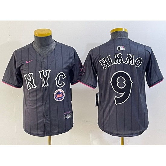 Youth New York Mets 9 Brandon Nimmo Graphite 2024 City Connect Limited Stitched Baseball Jersey 7 Youth New York Mets 9 Brandon Nimmo Graphite 2024 City Connect Limited Stitched Baseball Jersey 7