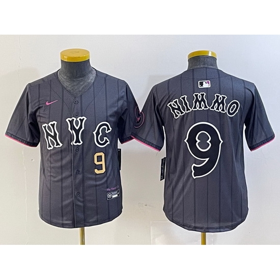 Youth New York Mets 9 Brandon Nimmo Graphite 2024 City Connect Limited Stitched Baseball Jersey 9 Youth New York Mets 9 Brandon Nimmo Graphite 2024 City Connect Limited Stitched Baseball Jersey 9