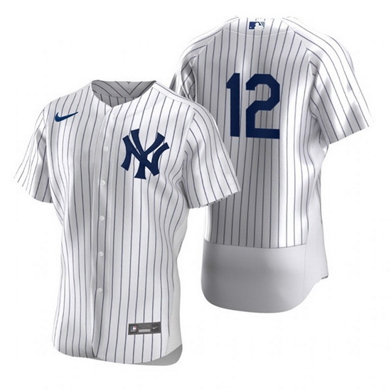 Men New York Yankees 12 Isiah Kiner Falefa White Flex Base Stitched jersey Men New York Yankees 12 Isiah Kiner Falefa White Flex Base Stitched jersey