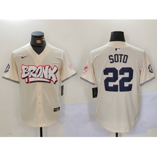 Men New York Yankees 22 Juan Soto Cream The Bronx Graffiti V2 Vapor Limited Stitched Baseball Jersey 2 Men New York Yankees 22 Juan Soto Cream The Bronx Graffiti V2 Vapor Limited Stitched Baseball Jersey 2