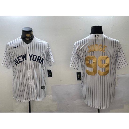 Men New York Yankees 99 Aaron Judge White Pinstripe Fashion Cool Base Jersey 1 Men New York Yankees 99 Aaron Judge White Pinstripe Fashion Cool Base Jersey 1