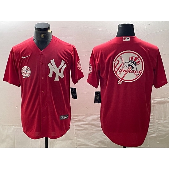 Men New York Yankees Big Logo Red Cool Base Stitched Baseball Jersey 13 Men New York Yankees Big Logo Red Cool Base Stitched Baseball Jersey 13