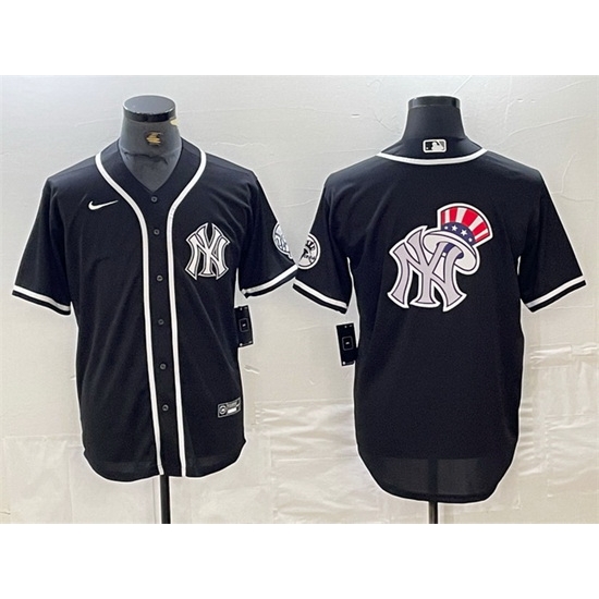 Men New York Yankees Black Team Big Logo Cool Base Stitched Baseball Jersey 2 Men New York Yankees Black Team Big Logo Cool Base Stitched Baseball Jersey 2