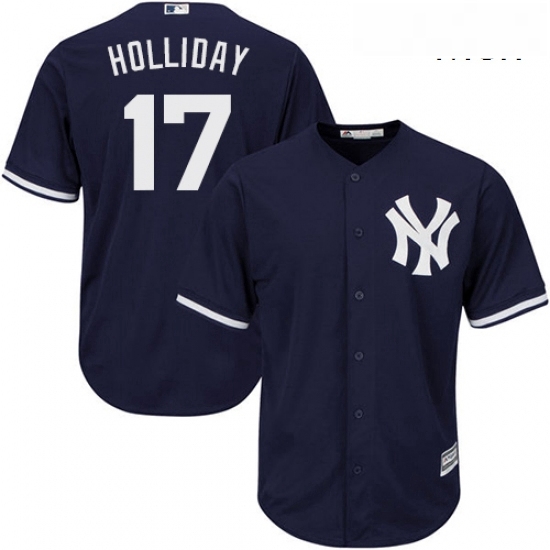 Mens Majestic New York Yankees 17 Matt Holliday Replica Navy Blue Alternate MLB Jersey Mens Majestic New York Yankees 17 Matt Holliday Replica Navy Blue Alternate MLB Jersey