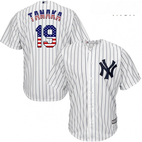 Mens Majestic New York Yankees 19 Masahiro Tanaka Authentic White USA Flag Fashion MLB Jersey Mens Majestic New York Yankees 19 Masahiro Tanaka Authentic White USA Flag Fashion MLB Jersey