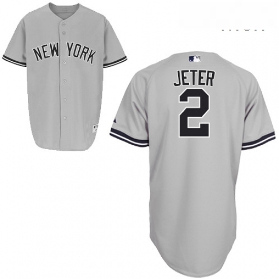 Mens Majestic New York Yankees 2 Derek Jeter Authentic Grey Name On Back MLB Jersey Mens Majestic New York Yankees 2 Derek Jeter Authentic Grey Name On Back MLB Jersey