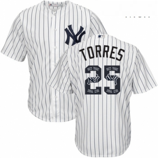 Mens Majestic New York Yankees 25 Gleyber Torres Authentic White Team Logo Fashion MLB Jersey Mens Majestic New York Yankees 25 Gleyber Torres Authentic White Team Logo Fashion MLB Jersey