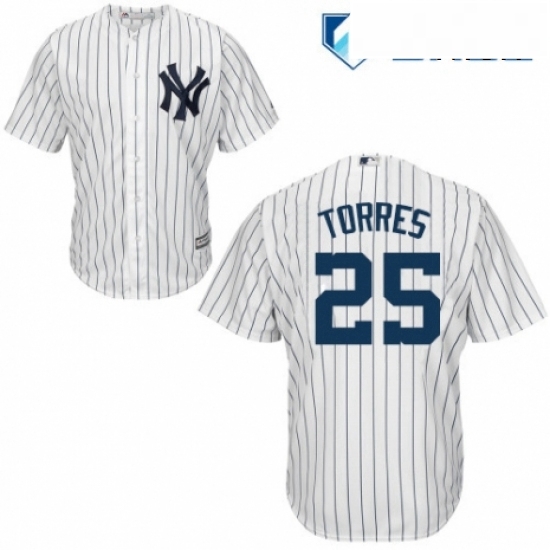 Mens Majestic New York Yankees 25 Gleyber Torres Replica White Home MLB Jersey Mens Majestic New York Yankees 25 Gleyber Torres Replica White Home MLB Jersey