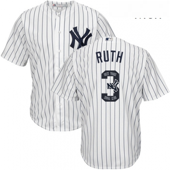 Mens Majestic New York Yankees 3 Babe Ruth Authentic White Team Logo Fashion MLB Jersey Mens Majestic New York Yankees 3 Babe Ruth Authentic White Team Logo Fashion MLB Jersey