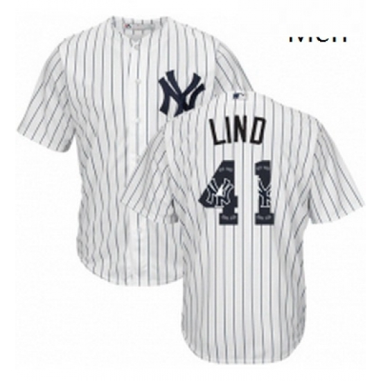 Mens Majestic New York Yankees 41 Adam Lind Authentic White Team Logo Fashion MLB Jersey Mens Majestic New York Yankees 41 Adam Lind Authentic White Team Logo Fashion MLB Jersey