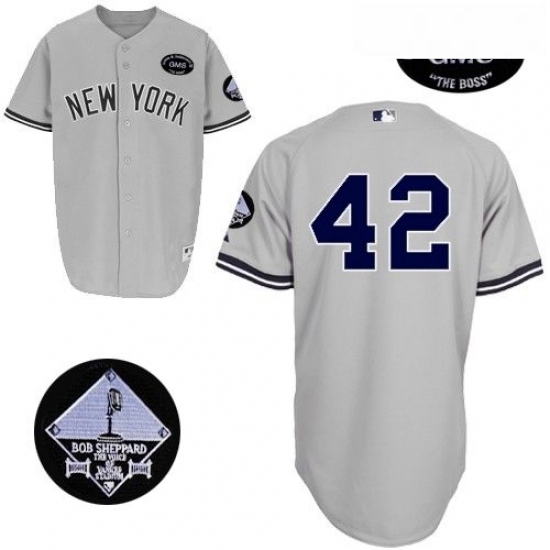 Mens Majestic New York Yankees 42 Mariano Rivera Authentic Grey GMS The Boss MLB Jersey Mens Majestic New York Yankees 42 Mariano Rivera Authentic Grey GMS The Boss MLB Jersey