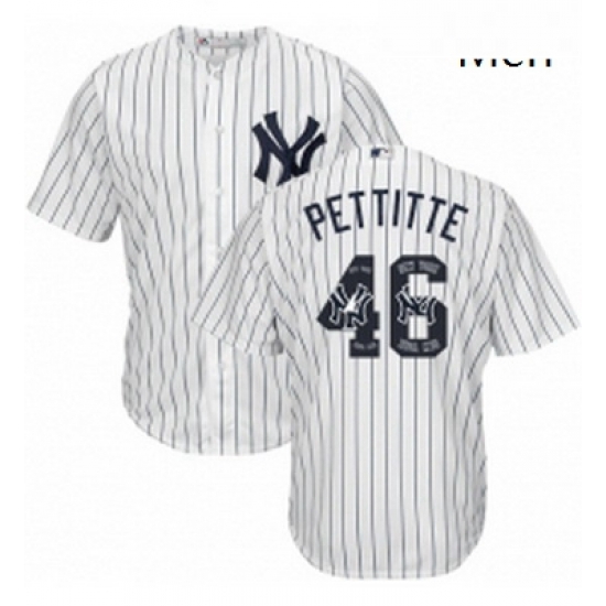Mens Majestic New York Yankees 46 Andy Pettitte Authentic White Team Logo Fashion MLB Jersey Mens Majestic New York Yankees 46 Andy Pettitte Authentic White Team Logo Fashion MLB Jersey