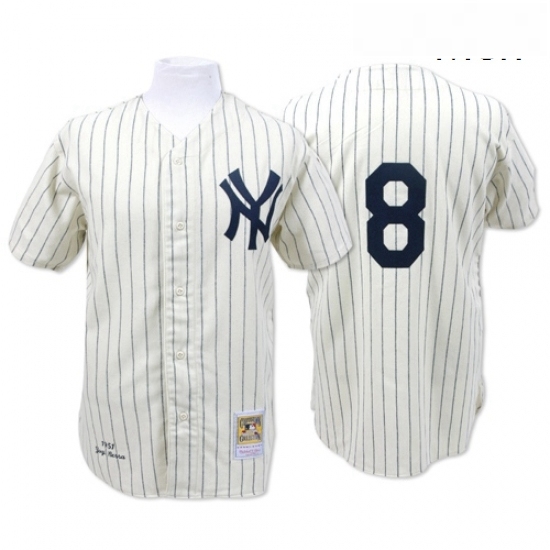 Mens Mitchell and Ness 1951 New York Yankees 8 Yogi Berra Authentic Cream Throwback MLB Jersey Mens Mitchell and Ness 1951 New York Yankees 8 Yogi Berra Authentic Cream Throwback MLB Jersey