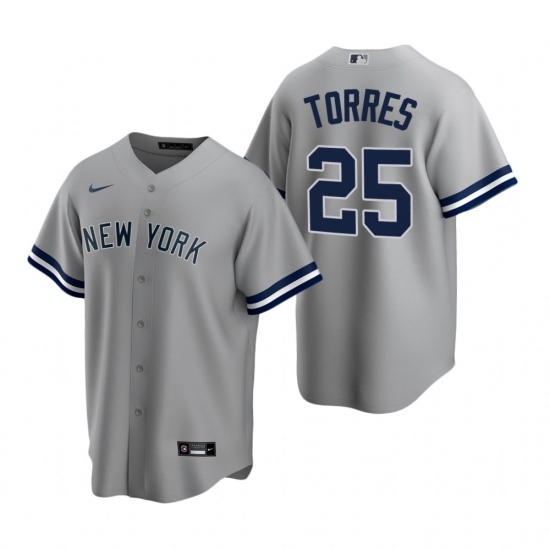 Mens Nike New York Yankees 25 Gleyber Torres Gray Road Stitched Baseball Jersey Mens Nike New York Yankees 25 Gleyber Torres Gray Road Stitched Baseball Jersey