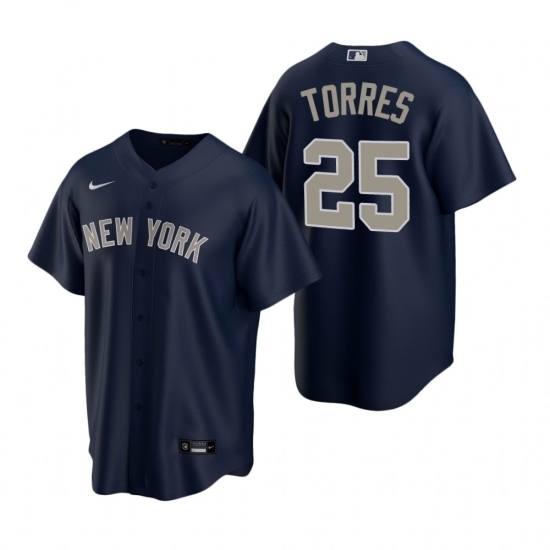 Mens Nike New York Yankees 25 Gleyber Torres Navy Alternate Stitched Baseball Jersey Mens Nike New York Yankees 25 Gleyber Torres Navy Alternate Stitched Baseball Jersey