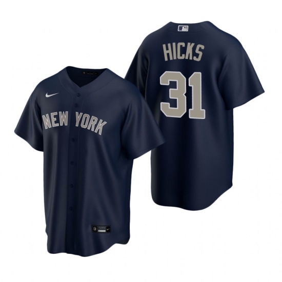 Mens Nike New York Yankees 31 Aaron Hicks Navy Alternate Stitched Baseball Jerse Mens Nike New York Yankees 31 Aaron Hicks Navy Alternate Stitched Baseball Jerse