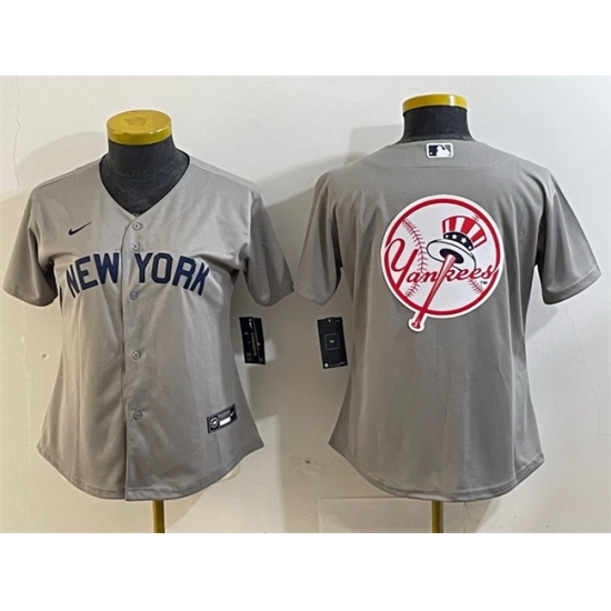 Women New York Yankees Gray Team Big Logo Cool Base Stitched Jersey 3 Women New York Yankees Gray Team Big Logo Cool Base Stitched Jersey 3