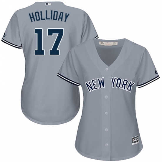 Womens Majestic New York Yankees 17 Matt Holliday Authentic Grey Road MLB Jersey Womens Majestic New York Yankees 17 Matt Holliday Authentic Grey Road MLB Jersey