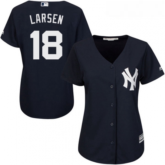 Womens Majestic New York Yankees 18 Don Larsen Replica Navy Blue Alternate MLB Jersey Womens Majestic New York Yankees 18 Don Larsen Replica Navy Blue Alternate MLB Jersey