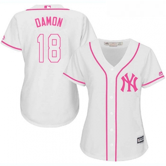 Womens Majestic New York Yankees 18 Johnny Damon Replica White Fashion Cool Base MLB Jersey Womens Majestic New York Yankees 18 Johnny Damon Replica White Fashion Cool Base MLB Jersey
