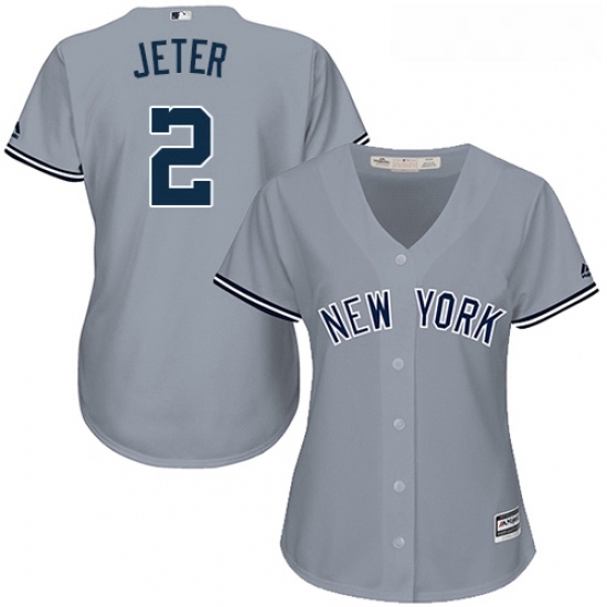 Womens Majestic New York Yankees 2 Derek Jeter Authentic Grey Road MLB Jersey Womens Majestic New York Yankees 2 Derek Jeter Authentic Grey Road MLB Jersey