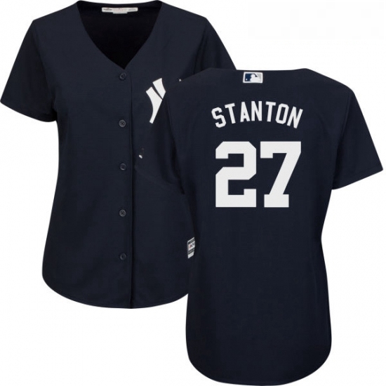 Womens Majestic New York Yankees 27 Giancarlo Stanton Authentic Navy Blue Alternate MLB Jersey Womens Majestic New York Yankees 27 Giancarlo Stanton Authentic Navy Blue Alternate MLB Jersey