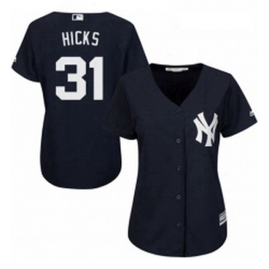 Womens Majestic New York Yankees 31 Aaron Hicks Authentic Navy Blue Alternate MLB Jersey Womens Majestic New York Yankees 31 Aaron Hicks Authentic Navy Blue Alternate MLB Jersey