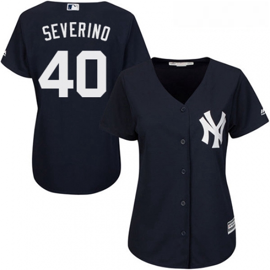 Womens Majestic New York Yankees 40 Luis Severino Authentic Navy Blue Alternate MLB Jersey Womens Majestic New York Yankees 40 Luis Severino Authentic Navy Blue Alternate MLB Jersey