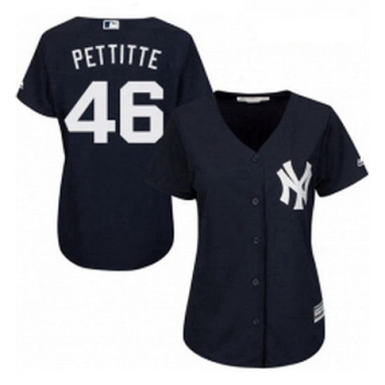 Womens Majestic New York Yankees 46 Andy Pettitte Replica Navy Blue Alternate MLB Jersey Womens Majestic New York Yankees 46 Andy Pettitte Replica Navy Blue Alternate MLB Jersey