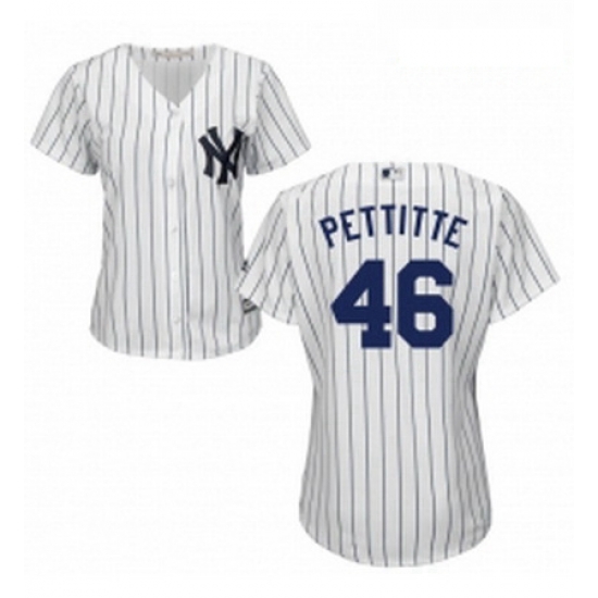 Womens Majestic New York Yankees 46 Andy Pettitte Replica White Home MLB Jersey Womens Majestic New York Yankees 46 Andy Pettitte Replica White Home MLB Jersey