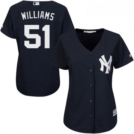 Womens Majestic New York Yankees 51 Bernie Williams Authentic Navy Blue Alternate MLB Jersey Womens Majestic New York Yankees 51 Bernie Williams Authentic Navy Blue Alternate MLB Jersey