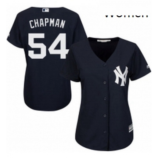 Womens Majestic New York Yankees 54 Aroldis Chapman Authentic Navy Blue Alternate MLB Jersey Womens Majestic New York Yankees 54 Aroldis Chapman Authentic Navy Blue Alternate MLB Jersey