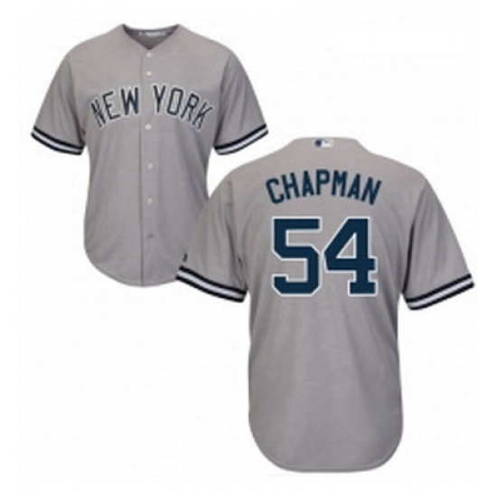 Womens Majestic New York Yankees 54 Aroldis Chapman Replica Grey Road MLB Jersey Womens Majestic New York Yankees 54 Aroldis Chapman Replica Grey Road MLB Jersey