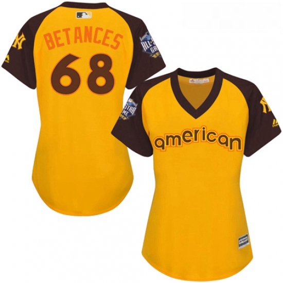 Womens Majestic New York Yankees 68 Dellin Betances Authentic Yellow 2016 All Star American League BP Cool BaseMLB Jersey Womens Majestic New York Yankees 68 Dellin Betances Authentic Yellow 2016 All Star American League BP Cool BaseMLB Jersey