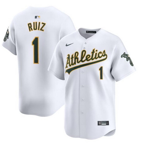 Men Oakland Athletics 1 Esteury Ruiz White Home Limited Stitched Jersey Men Oakland Athletics 1 Esteury Ruiz White Home Limited Stitched Jersey
