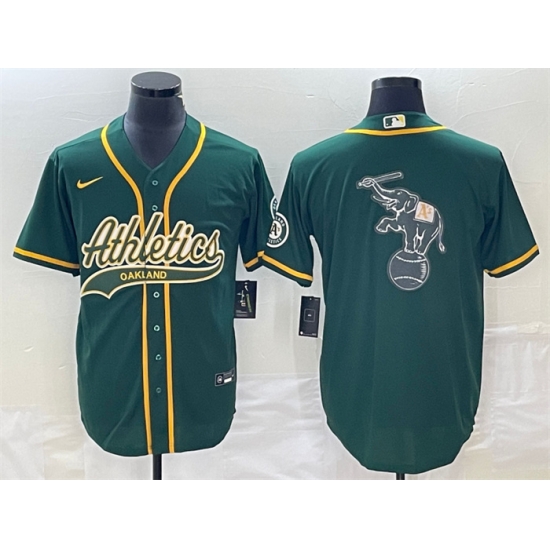 Men Oakland Athletics Green Team Big Logo Cool Base Stitched Baseball Jersey 001 Men Oakland Athletics Green Team Big Logo Cool Base Stitched Baseball Jersey 001