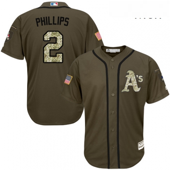 Mens Majestic Oakland Athletics 2 Tony Phillips Authentic Green Salute to Service MLB Jersey Mens Majestic Oakland Athletics 2 Tony Phillips Authentic Green Salute to Service MLB Jersey