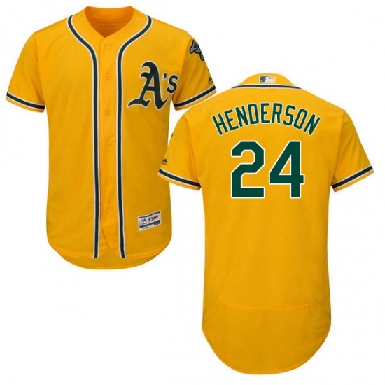 Mens Majestic Oakland Athletics 24 Rickey Henderson Gold Alternate Flex Base Authentic Collection MLB Jersey Mens Majestic Oakland Athletics 24 Rickey Henderson Gold Alternate Flex Base Authentic Collection MLB Jersey