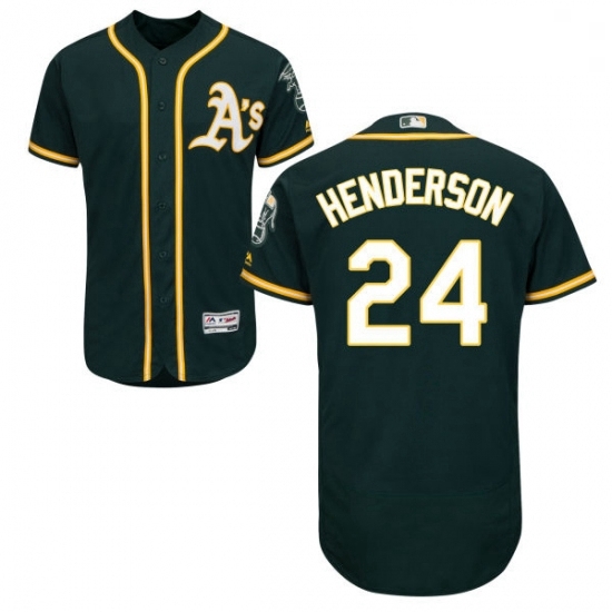 Mens Majestic Oakland Athletics 24 Rickey Henderson Green Alternate Flex Base Authentic Collection MLB Jersey Mens Majestic Oakland Athletics 24 Rickey Henderson Green Alternate Flex Base Authentic Collection MLB Jersey
