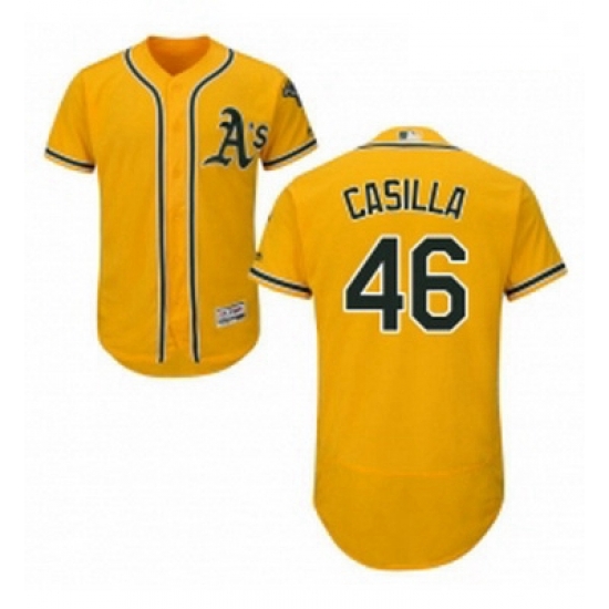 Mens Majestic Oakland Athletics 46 Santiago Casilla Gold Flexbase Authentic Collection MLB Jersey Mens Majestic Oakland Athletics 46 Santiago Casilla Gold Flexbase Authentic Collection MLB Jersey