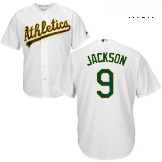 Mens Majestic Oakland Athletics 9 Reggie Jackson Replica White Home Cool Base MLB Jersey Mens Majestic Oakland Athletics 9 Reggie Jackson Replica White Home Cool Base MLB Jersey