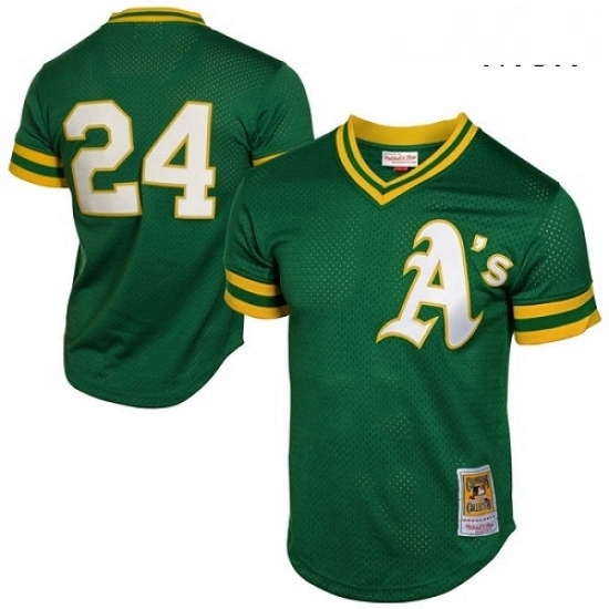 Mens Mitchell and Ness Oakland Athletics 24 Rickey Henderson Replica Green 1991 Throwback MLB Jersey Mens Mitchell and Ness Oakland Athletics 24 Rickey Henderson Replica Green 1991 Throwback MLB Jersey