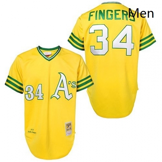 Mens Mitchell and Ness Oakland Athletics 34 Rollie Fingers Replica Gold Throwback MLB Jersey Mens Mitchell and Ness Oakland Athletics 34 Rollie Fingers Replica Gold Throwback MLB Jersey