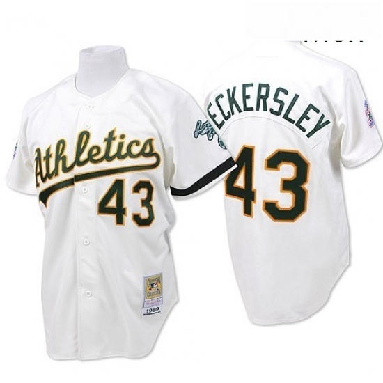 Mens Mitchell and Ness Oakland Athletics 43 Dennis Eckersley Authentic White Throwback MLB Jersey Mens Mitchell and Ness Oakland Athletics 43 Dennis Eckersley Authentic White Throwback MLB Jersey