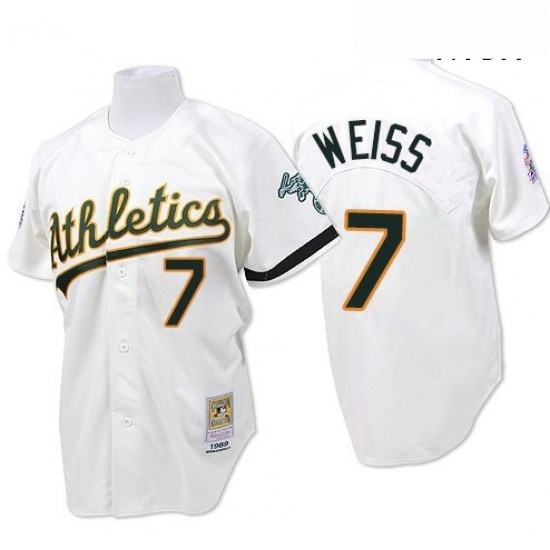 Mens Mitchell and Ness Oakland Athletics 7 Walt Weiss Authentic White Throwback MLB Jersey Mens Mitchell and Ness Oakland Athletics 7 Walt Weiss Authentic White Throwback MLB Jersey
