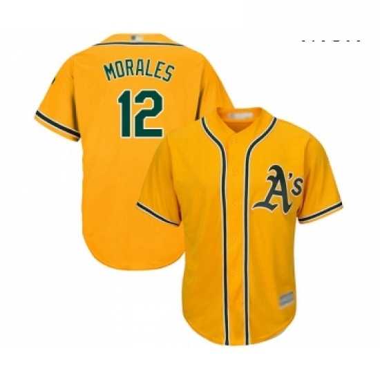 Mens Oakland Athletics 12 Kendrys Morales Replica Gold Alternate 2 Cool Base Baseball Jersey Mens Oakland Athletics 12 Kendrys Morales Replica Gold Alternate 2 Cool Base Baseball Jersey