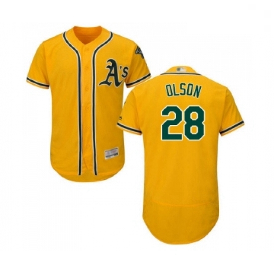 Mens Oakland Athletics 28 Matt Olson Gold Alternate Flex Base Authentic Collection Baseball Jersey Mens Oakland Athletics 28 Matt Olson Gold Alternate Flex Base Authentic Collection Baseball Jersey